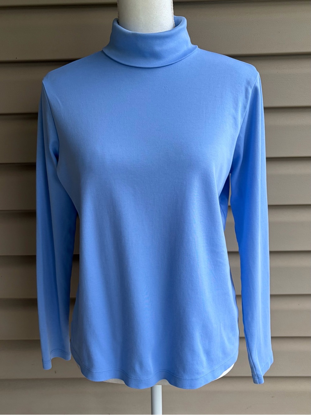 •L.L.Bean• Light Blue Supima Cotton Turtleneck Long Sleeve Top - Size Medium